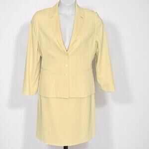 Vintage Jessica Ash New York Yellow Pinstripe Career Suit Skirt & Blazer Size 14